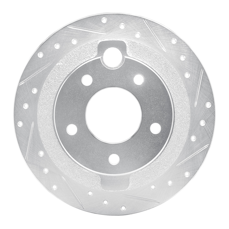 Mazda Millenia Brake Rotor (1) - Rear Right - R1 Concepts - Drilled & Slotted - Silver - `95-`02